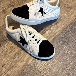 White and Black Star Sneakers